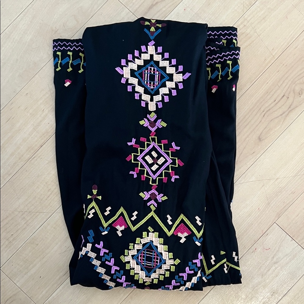 Anthropologie Black Maxi Dress with Colorful Embroidery - Picture 9 of 10